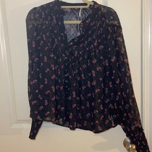 Sheer floral free people blouse